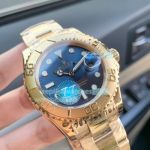 High Replica Rolex Yachtmaster Watch Yellow Gold strap Blue Dial 40mm